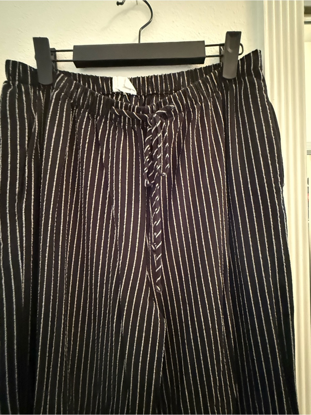 Women’s Black Pinstripe Drawstring Pants
